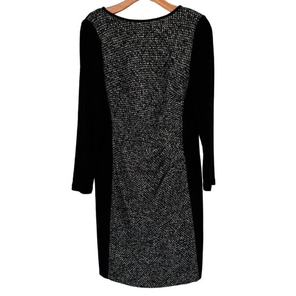 Ralph Lauren Black paneled knit Long Sleeve Sheath Dress Size 14 lined womens - Picture 2 of 12